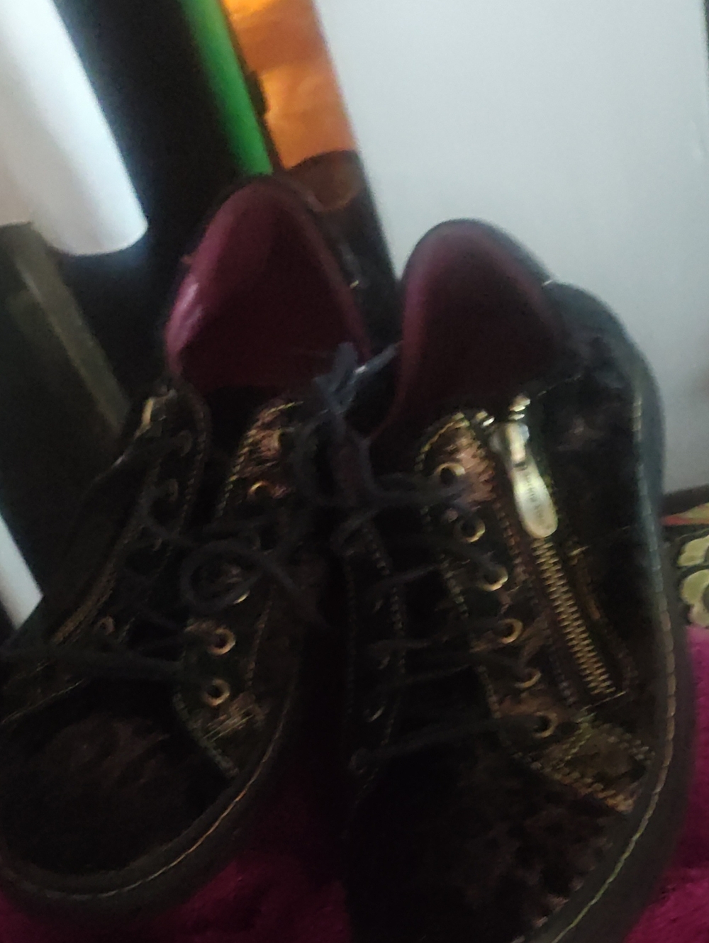 Men's Black Lace-Up Sneakers with Zip Accent